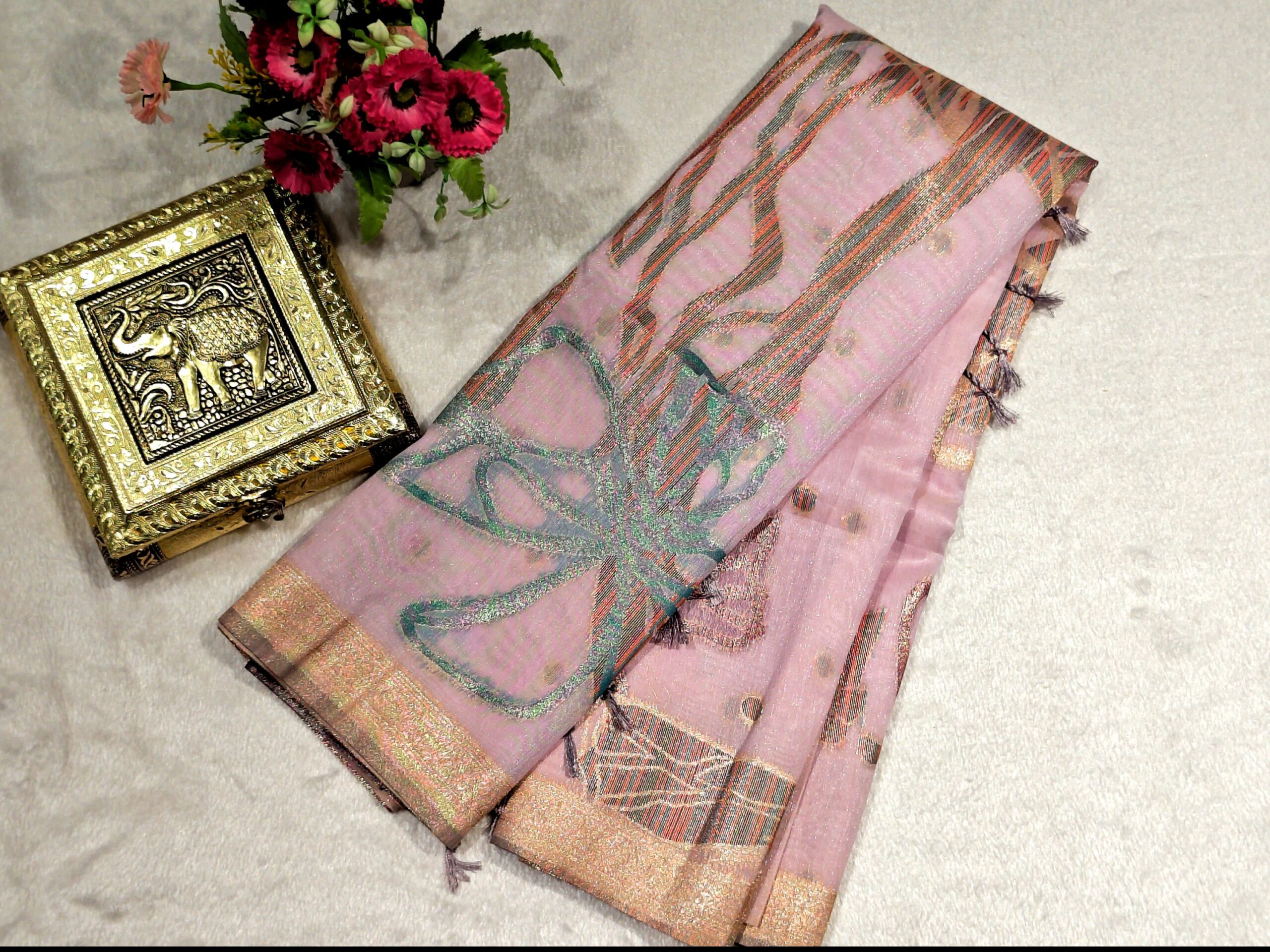 Elegant Linen Silk Saree | Classic & Graceful - Image 3