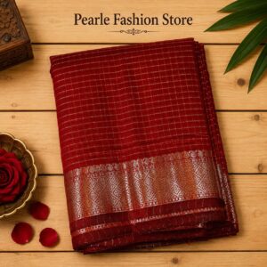 Cotton Checks Maheshwari Saree