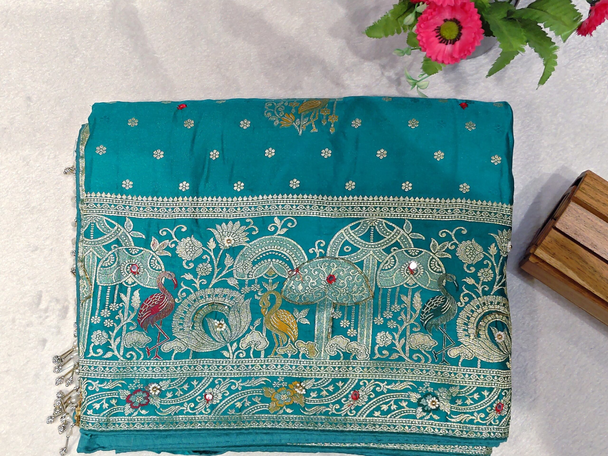 Designer Satin Silk Saree - Image 3