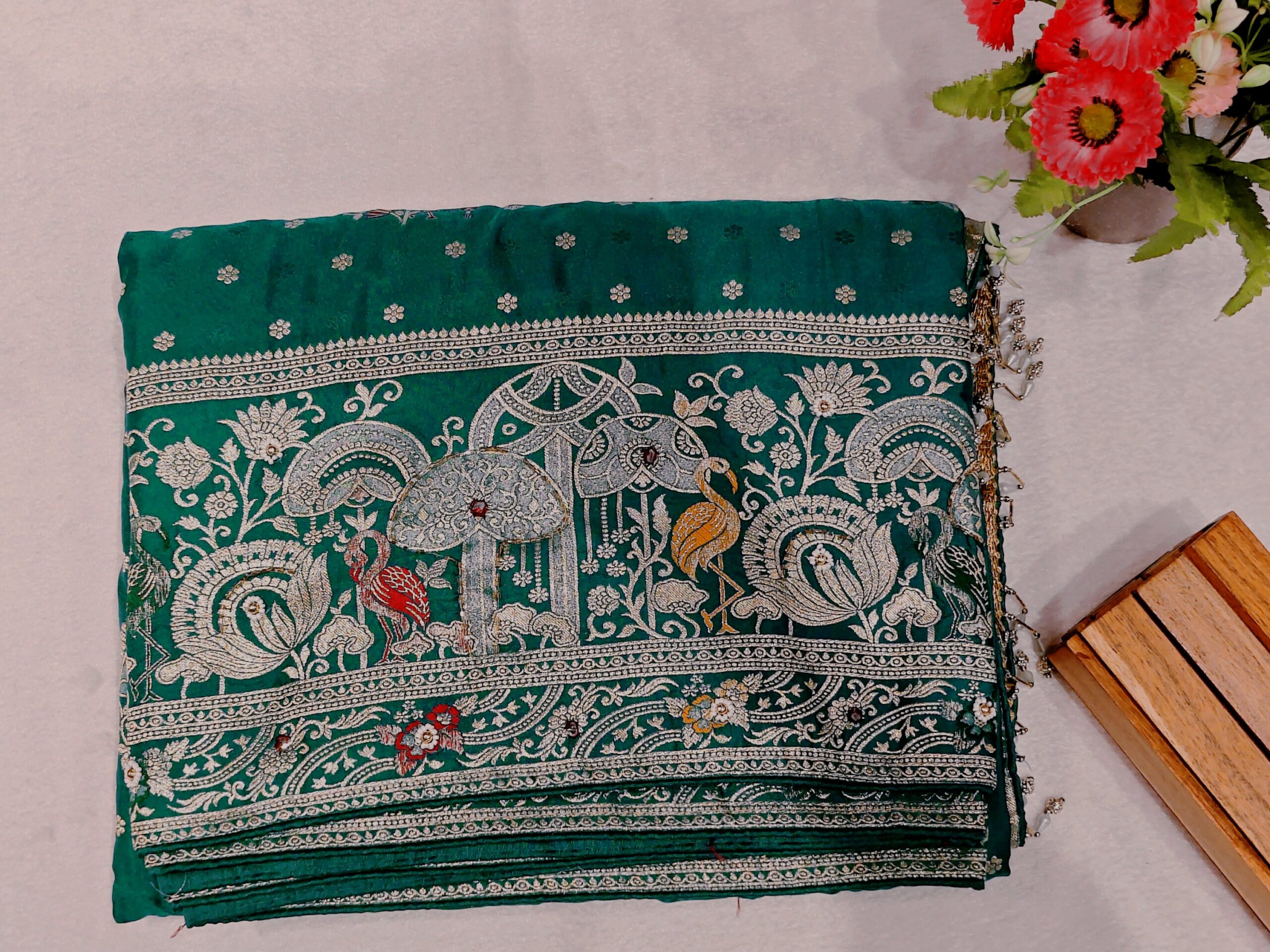 Designer Satin Silk Saree - Image 4