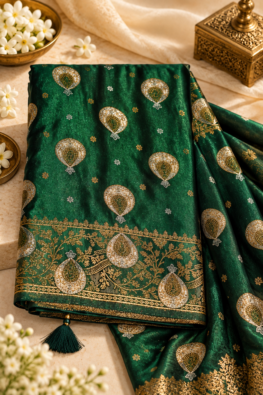 Satin Silk Saree – Graceful Shine & Timeless Style - Image 4
