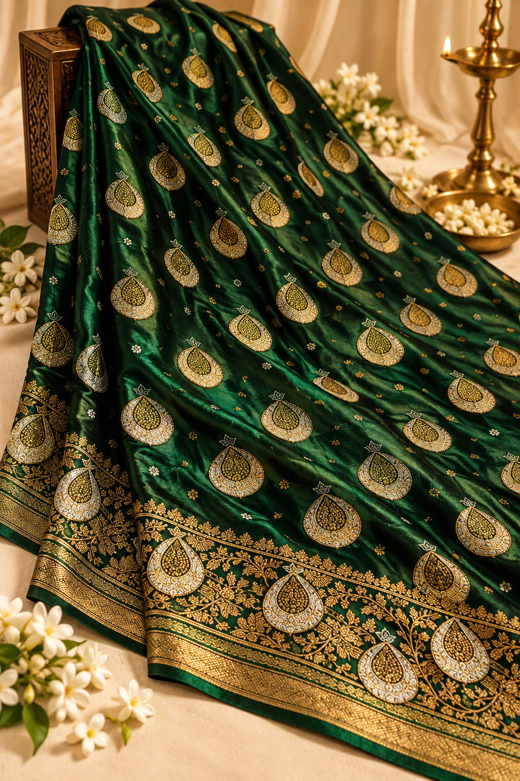 Satin Silk Saree – Graceful Shine & Timeless Style - Image 3